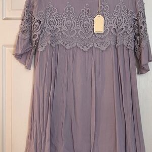 JODIFL Lavender Textured Lace Dress